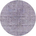 Round Machine Washable Contemporary French Lilac Purple Rug, wshcon1363