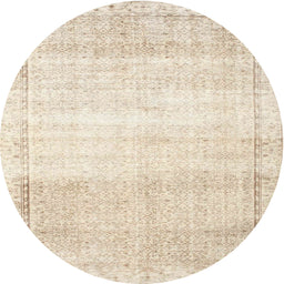 Round Contemporary Navajo White Gold Modern Rug, con1367