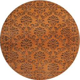 Round Contemporary Mahogany Brown Modern Rug, con1369