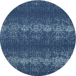 Round Machine Washable Contemporary Blue Rug, wshcon136