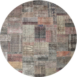 Round Machine Washable Contemporary Rosy Brown Pink Rug, wshcon1379