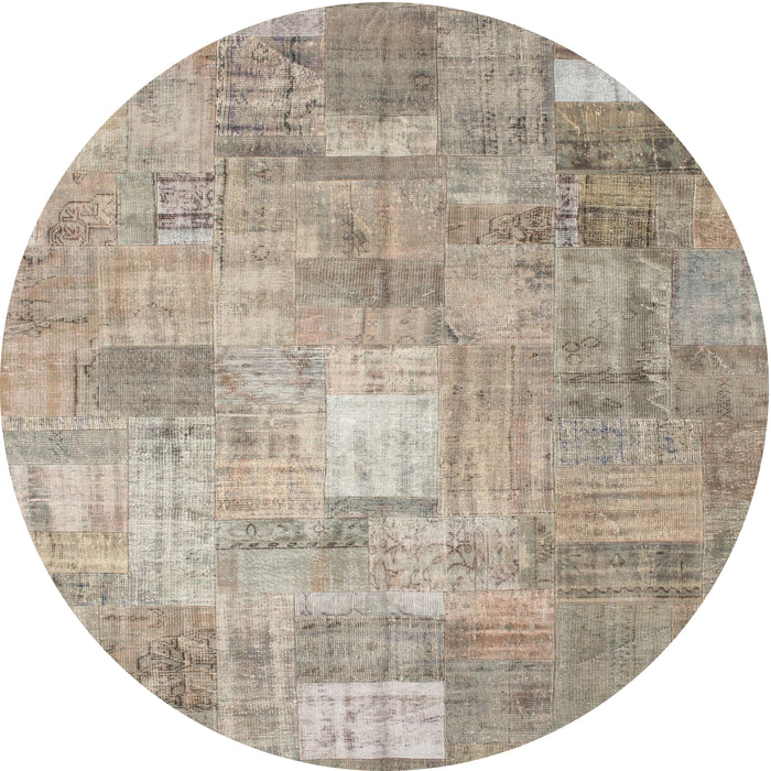 Round Machine Washable Contemporary Dark Almond Brown Rug, wshcon1391