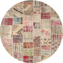 Round Machine Washable Contemporary Orange Salmon Pink Rug, wshcon1398