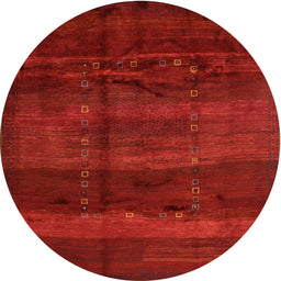 Round Machine Washable Contemporary Red Rug, wshcon1401