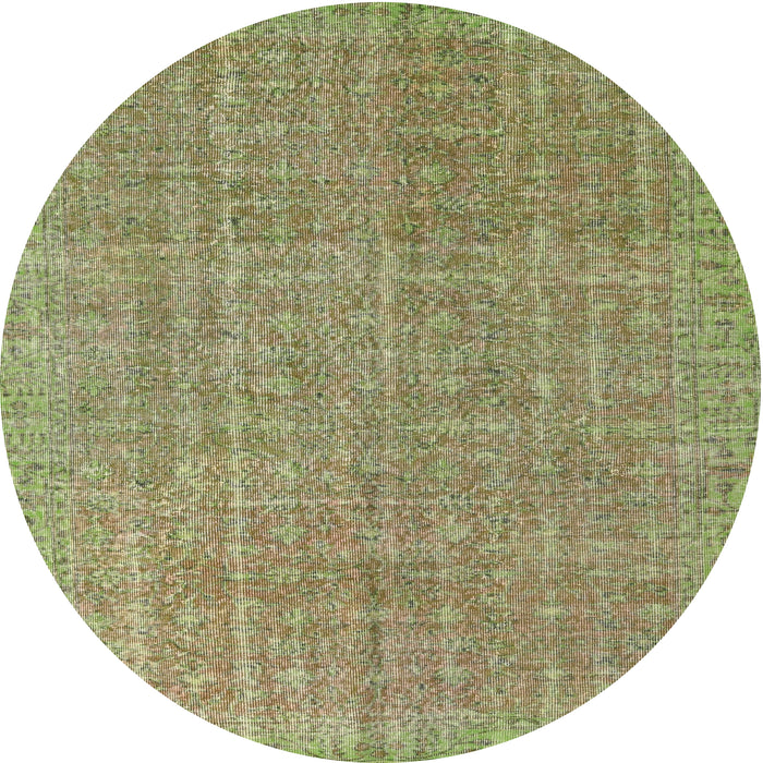 Round Machine Washable Contemporary Avocado Green Rug, wshcon1423