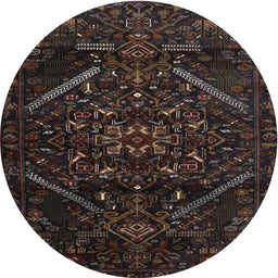 Round Machine Washable Contemporary Midnight Gray Rug, wshcon1436
