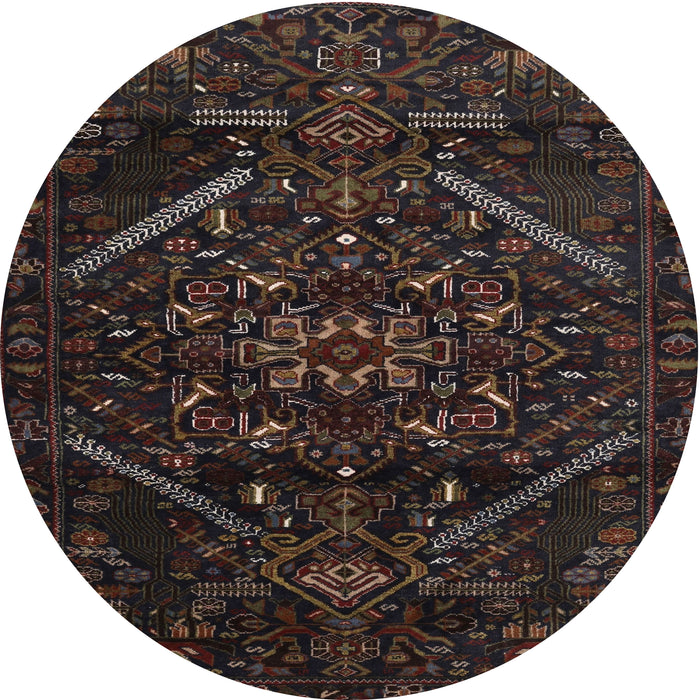 Round Machine Washable Contemporary Midnight Gray Rug, wshcon1436