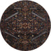 Round Machine Washable Contemporary Midnight Gray Rug, wshcon1436