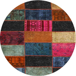 Round Machine Washable Contemporary Brown Rug, wshcon1438