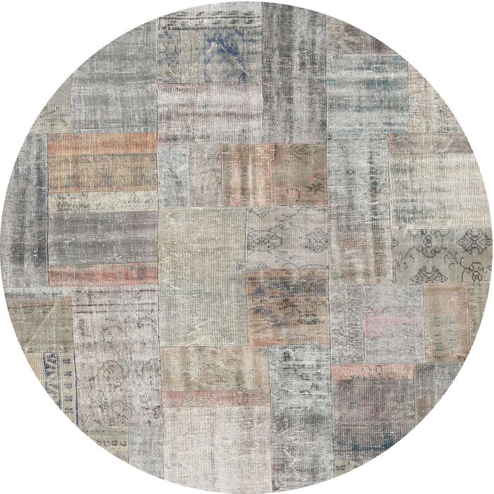 Round Machine Washable Contemporary Pale Silver Gray Rug, wshcon1443