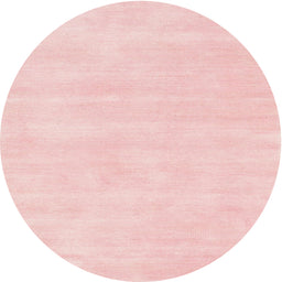 Round Machine Washable Contemporary Pastel Pink Rug, wshcon144