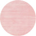 Round Machine Washable Contemporary Pastel Pink Rug, wshcon144