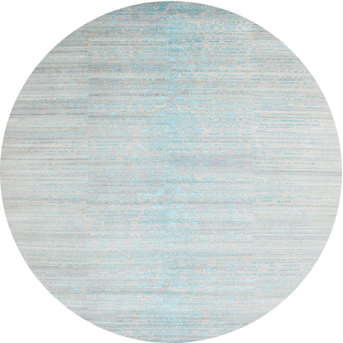Round Machine Washable Contemporary Gulf Blue Rug, wshcon1465