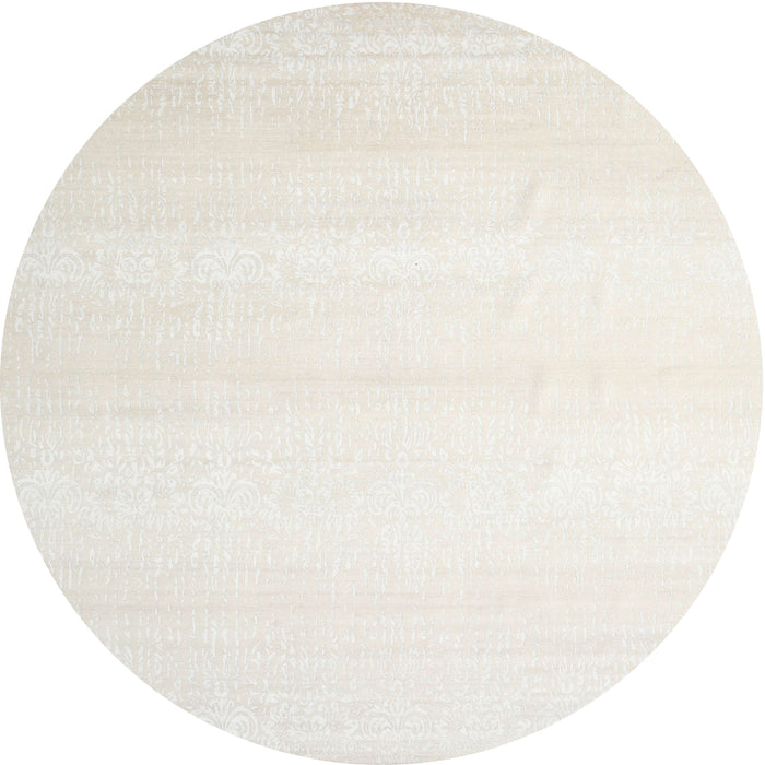 Round Contemporary White Gold Solid Rug, con1466