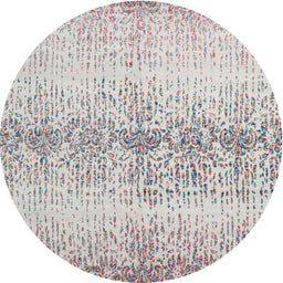 Round Machine Washable Contemporary Grey Gray Rug, wshcon1469
