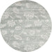 Round Machine Washable Contemporary Dark Gray Rug, wshcon1471