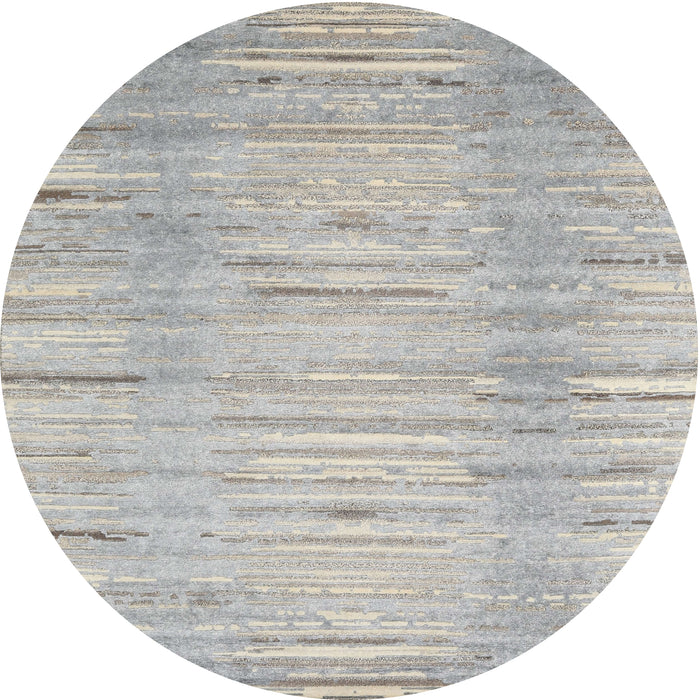 Round Contemporary Pale Silver Gray Modern Rug, con1473