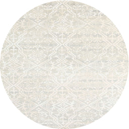 Round Contemporary Soft Ivory Beige Solid Rug, con1474