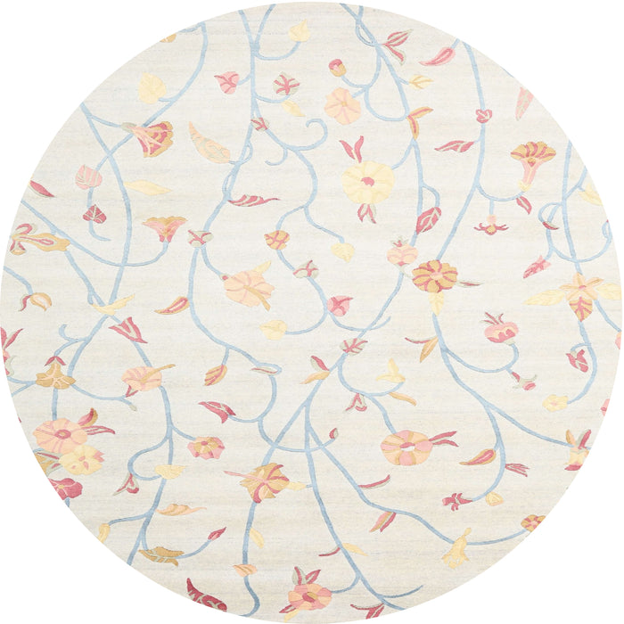 Round Contemporary Desert Sand Beige Solid Rug, con1475