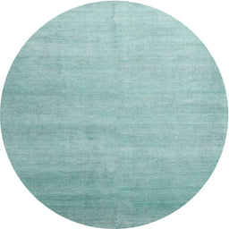 Round Machine Washable Contemporary Tiffany Blue Rug, wshcon1482
