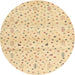 Round Contemporary Brown Gold Solid Rug, con1486