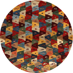 Round Contemporary Saffron Red Modern Rug, con1488