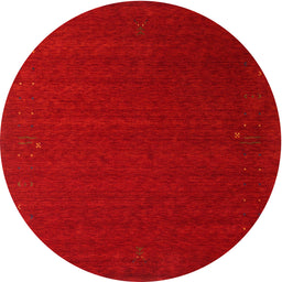 Round Machine Washable Contemporary Red Rug, wshcon148