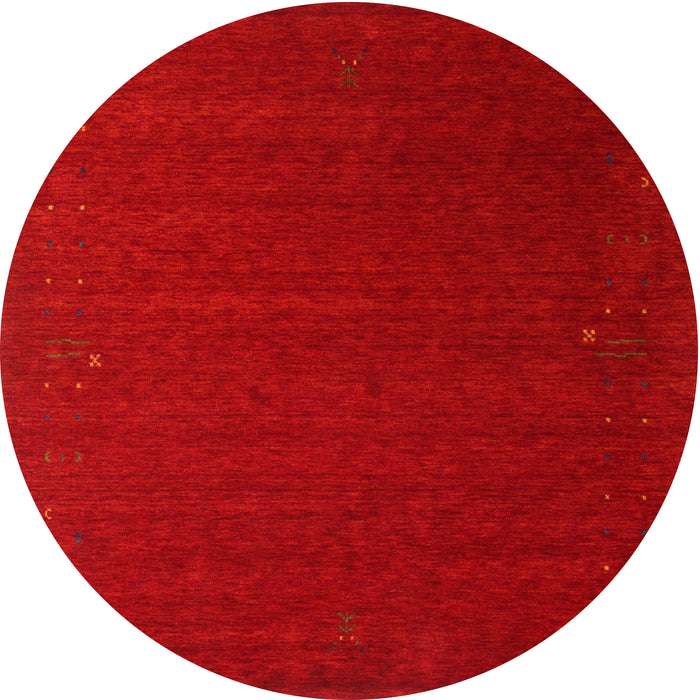 Round Machine Washable Contemporary Red Rug, wshcon148