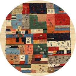 Round Contemporary Dark Sienna Brown Modern Rug, con1494