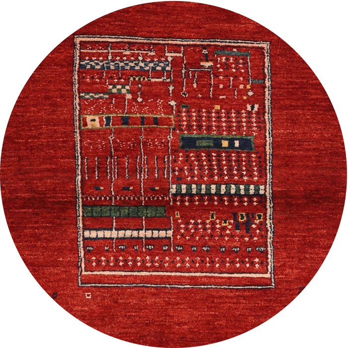 Round Machine Washable Contemporary Red Rug, wshcon1499