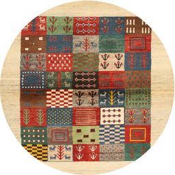 Round Contemporary Sienna Brown Modern Rug, con1500