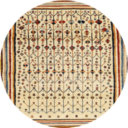 Round Contemporary Brown Gold Modern Rug, con1502