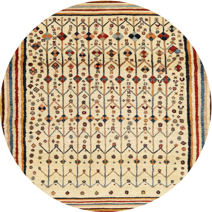 Round Contemporary Brown Gold Modern Rug, con1502