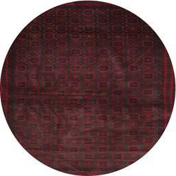 Round Machine Washable Contemporary Burgundy Brown Rug, wshcon1503