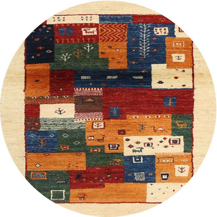 Round Machine Washable Contemporary Brown Red Rug, wshcon1504