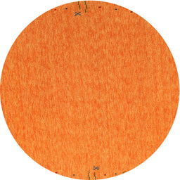 Round Machine Washable Contemporary Orange Red Rug, wshcon150
