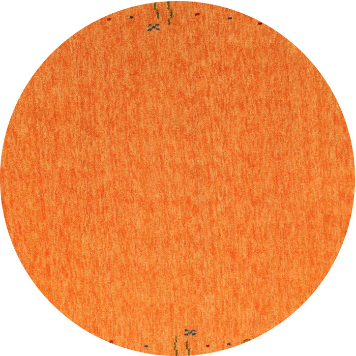 Round Machine Washable Contemporary Orange Red Rug, wshcon150