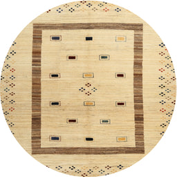 Round Machine Washable Contemporary Metallic Gold Rug, wshcon1512