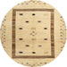 Round Contemporary Metallic Gold Solid Rug, con1512