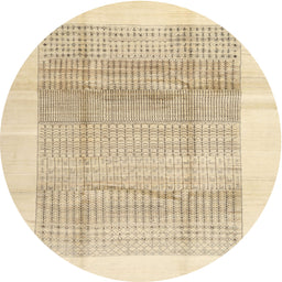 Round Machine Washable Contemporary Khaki Gold Rug, wshcon1517