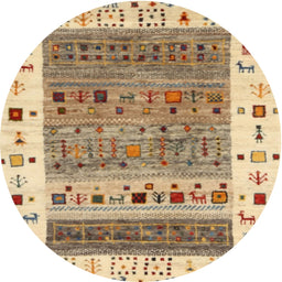 Round Contemporary Gold Brown Modern Rug, con1518