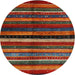 Round Machine Washable Contemporary Brown Rug, wshcon1521