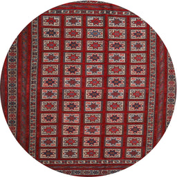 Round Contemporary Red Modern Rug, con1537