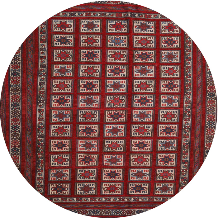 Round Machine Washable Contemporary Tomato Red Rug, wshcon1537