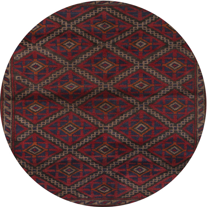 Round Contemporary Deep Red Modern Rug, con1543