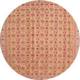 Round Machine Washable Contemporary Sand Brown Rug, wshcon1545