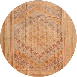 Round Contemporary Orange Southwestern Rug, con1547