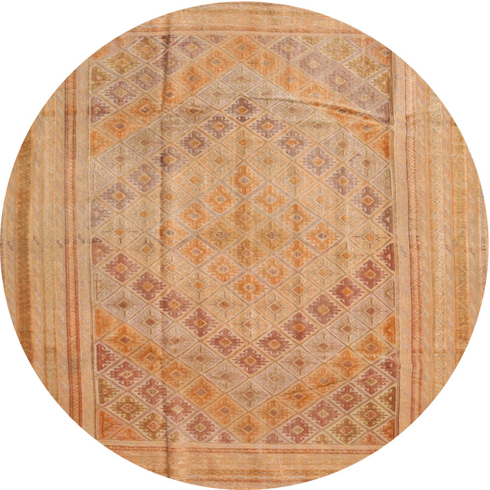 Round Machine Washable Contemporary Orange Rug, wshcon1547
