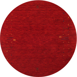 Round Machine Washable Contemporary Red Rug, wshcon154