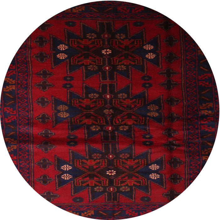 Round Machine Washable Contemporary Dark Scarlet Red Rug, wshcon1554